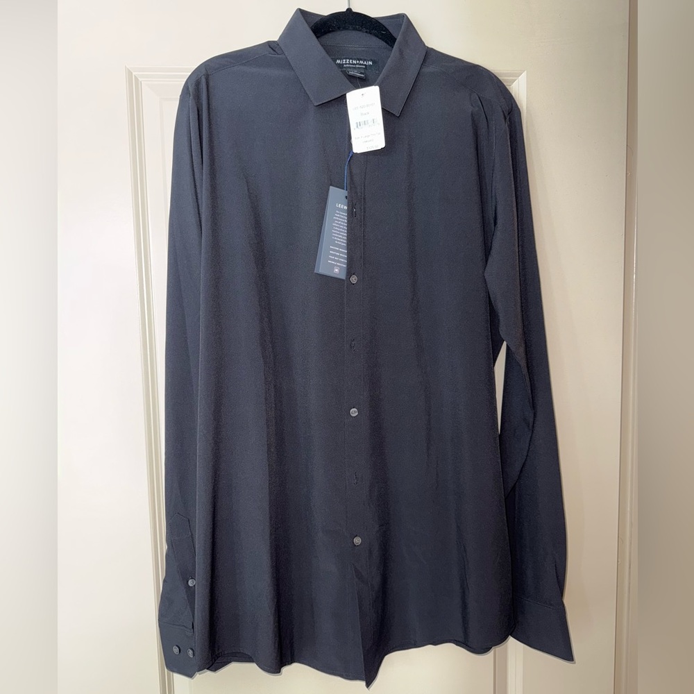Mizzen+Main Men’s Black XL Tall Trim Leeward Dress Shirt